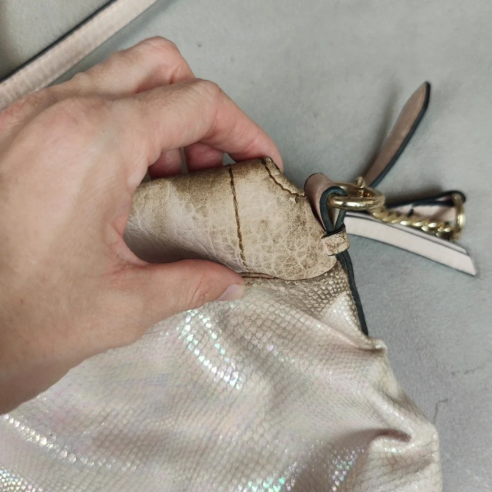 Vintage Y2K Juicy Couture Purse Pink Iridescent Metallic Snakeskin Flap‎ Purse
